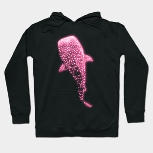 Glowing Pink Neon Whale Shark Optical illusion Hoodie